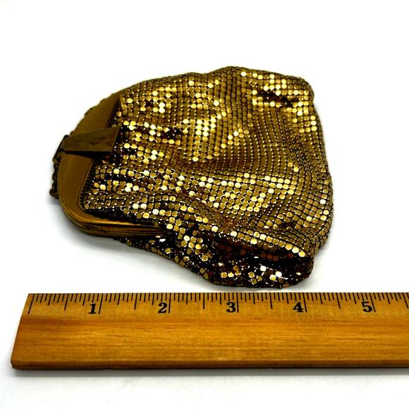 Vintage Whiting And Davis Purse Gold Mesh Art Deco Handbag Clutch Evening Bag US - Picture 7 of 8